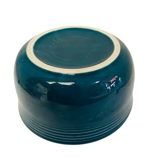 Fiesta Homer Laughlin USA Teal Mixing Bowl Ribbed Stoneware Kitchenware 3" x 6" - Picture 6 of 9